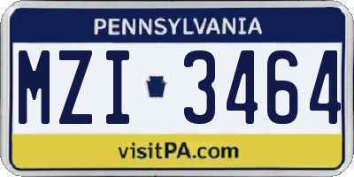PA license plate MZI3464