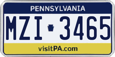 PA license plate MZI3465