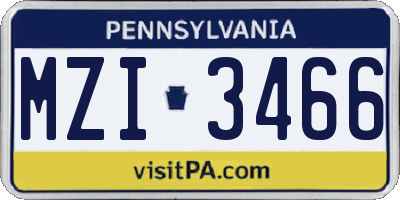 PA license plate MZI3466
