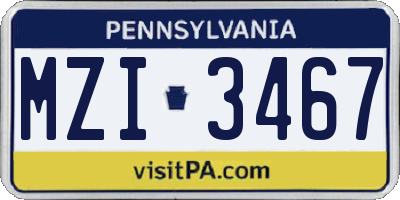 PA license plate MZI3467