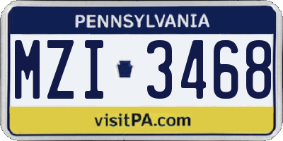 PA license plate MZI3468