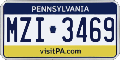 PA license plate MZI3469
