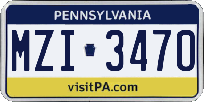 PA license plate MZI3470