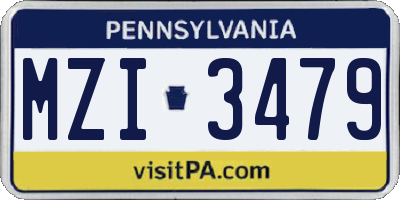 PA license plate MZI3479