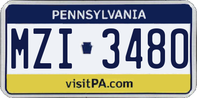 PA license plate MZI3480