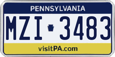 PA license plate MZI3483