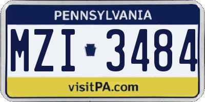 PA license plate MZI3484
