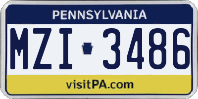 PA license plate MZI3486