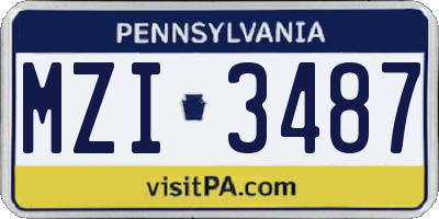 PA license plate MZI3487