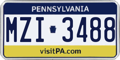 PA license plate MZI3488