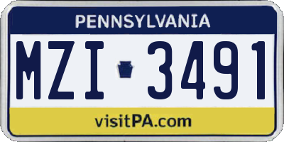 PA license plate MZI3491