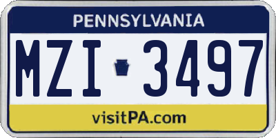 PA license plate MZI3497