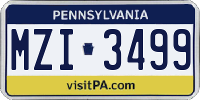 PA license plate MZI3499