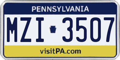 PA license plate MZI3507