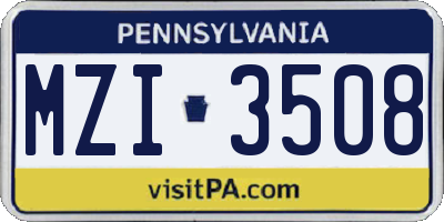 PA license plate MZI3508