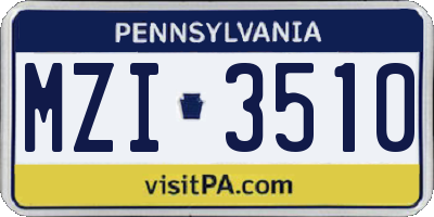 PA license plate MZI3510
