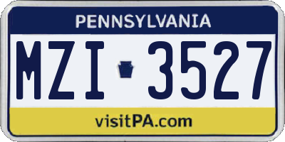 PA license plate MZI3527