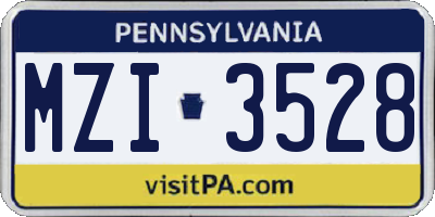 PA license plate MZI3528