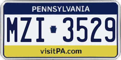 PA license plate MZI3529