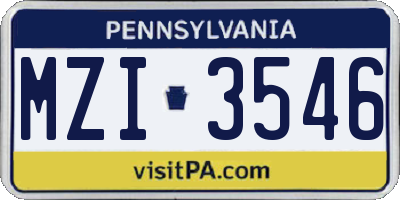 PA license plate MZI3546