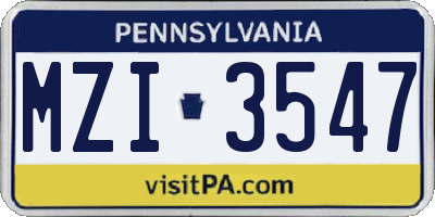 PA license plate MZI3547