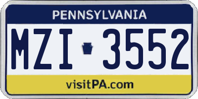 PA license plate MZI3552