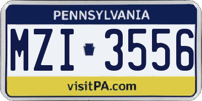 PA license plate MZI3556
