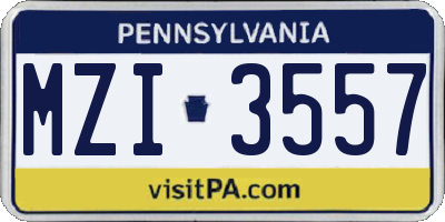PA license plate MZI3557