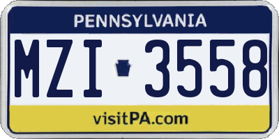 PA license plate MZI3558