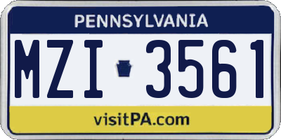 PA license plate MZI3561