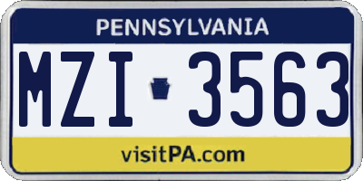 PA license plate MZI3563