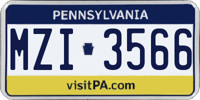 PA license plate MZI3566