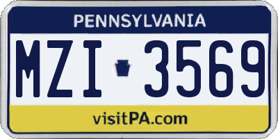 PA license plate MZI3569
