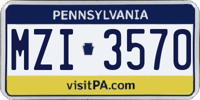 PA license plate MZI3570
