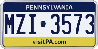 PA license plate MZI3573