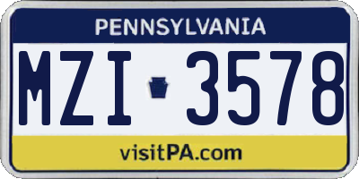 PA license plate MZI3578