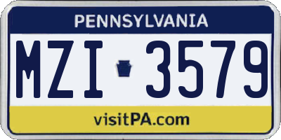 PA license plate MZI3579
