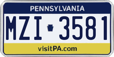PA license plate MZI3581