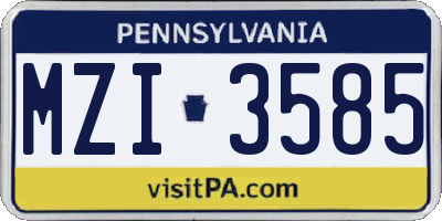 PA license plate MZI3585