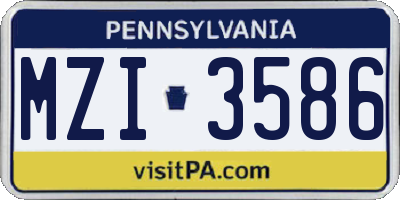 PA license plate MZI3586
