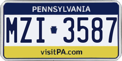 PA license plate MZI3587