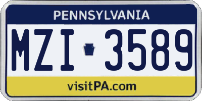 PA license plate MZI3589