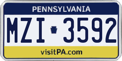 PA license plate MZI3592