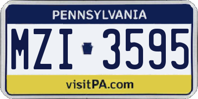 PA license plate MZI3595