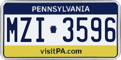 PA license plate MZI3596