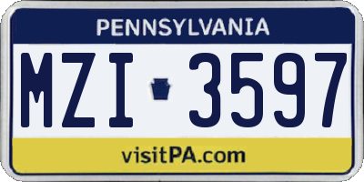 PA license plate MZI3597