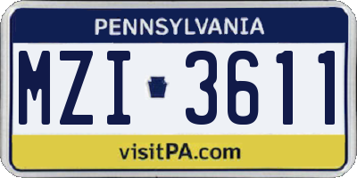 PA license plate MZI3611