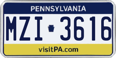PA license plate MZI3616