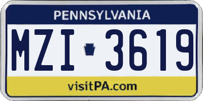 PA license plate MZI3619