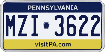 PA license plate MZI3622